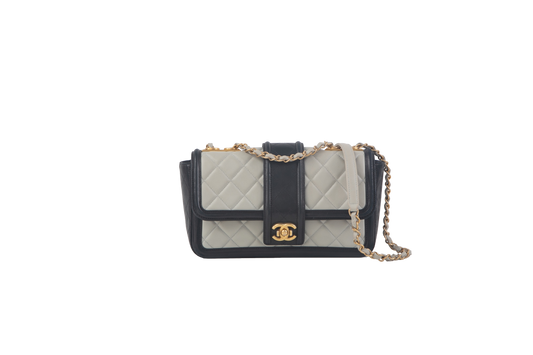 CHANEL ELEGANT MEDIUM CC FLAP GRAY & BLACK