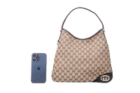 GUCCI NEW BRIT MEDIUM HOBO GG CANVAS