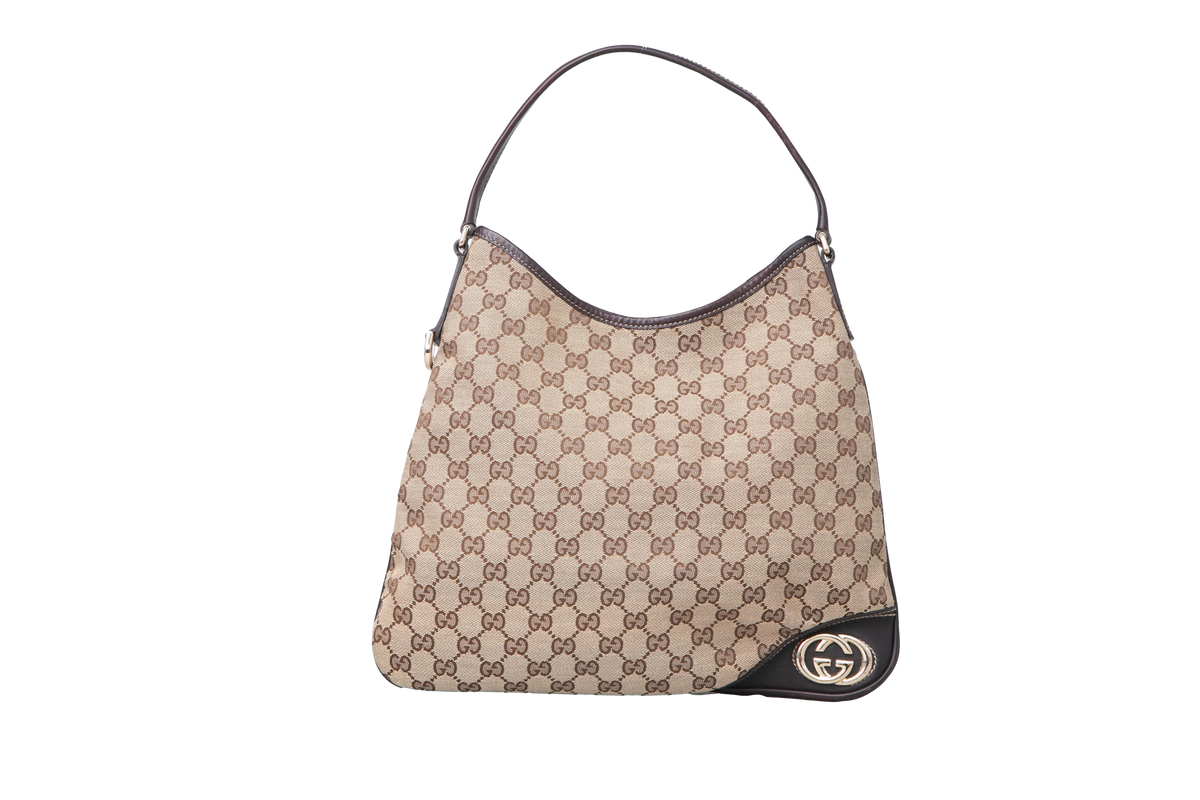GUCCI NEW BRIT MEDIUM HOBO GG CANVAS