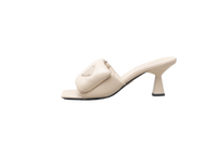PRADA MULE SOFT QUILTED BEIGE LOGO - 38 BR