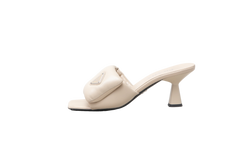 PRADA MULE SOFT QUILTED BEIGE LOGO - 38 BR