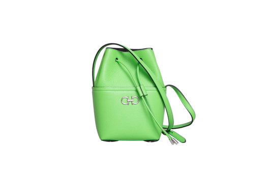 FERRAGAMO GANCINI MINI BUCKET BAG LEATHER LIME