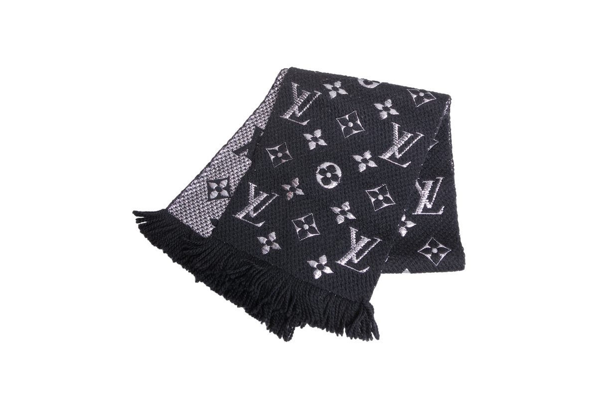 LV SCARF ECHARPE LOGOMANIA SHINE SILVER/BLACK