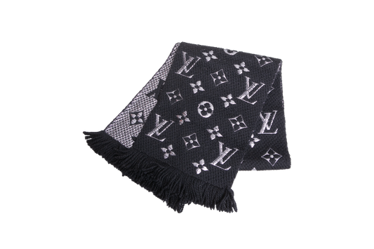 LV SCARF ECHARPE LOGOMANIA SHINE SILVER/BLACK