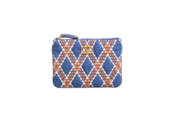 VALENTINO QUILTIE 67 EMBROIDERED BLUE DENIM POUCH