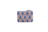 VALENTINO QUILTIE 67 EMBROIDERED BLUE DENIM POUCH