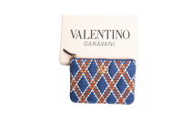 VALENTINO QUILTIE 67 EMBROIDERED BLUE DENIM POUCH