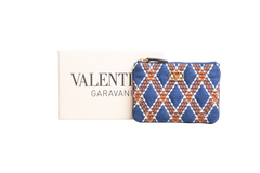 VALENTINO QUILTIE 67 EMBROIDERED BLUE DENIM POUCH