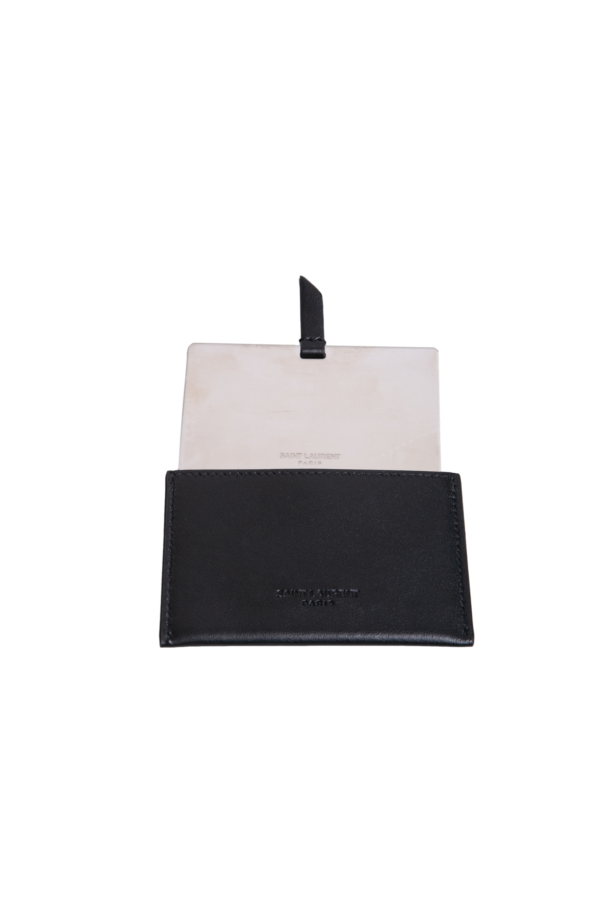 YSL LOGO PLAQUE MIRRORED METAL