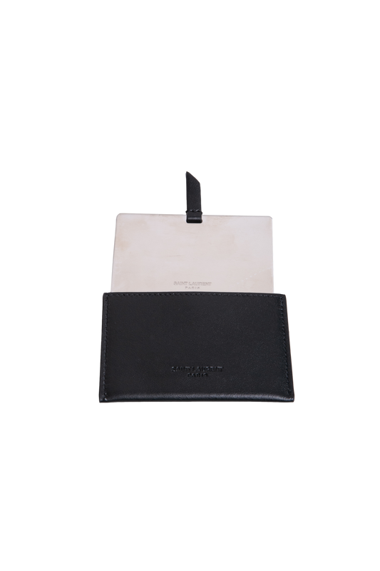 YSL LOGO PLAQUE MIRRORED METAL