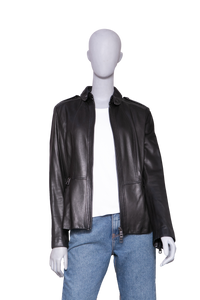 BURBERRY JACKET LONDON PEPLUM LEATHER BLACK