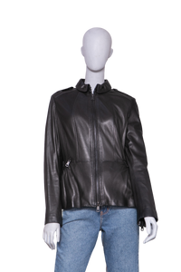 BURBERRY JACKET LONDON PEPLUM LEATHER BLACK