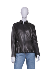 BURBERRY JACKET LONDON PEPLUM LEATHER BLACK