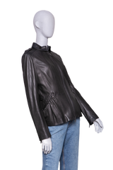BURBERRY JACKET LONDON PEPLUM LEATHER BLACK
