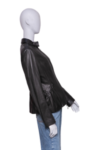 BURBERRY JACKET LONDON PEPLUM LEATHER BLACK