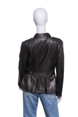 BURBERRY JACKET LONDON PEPLUM LEATHER BLACK