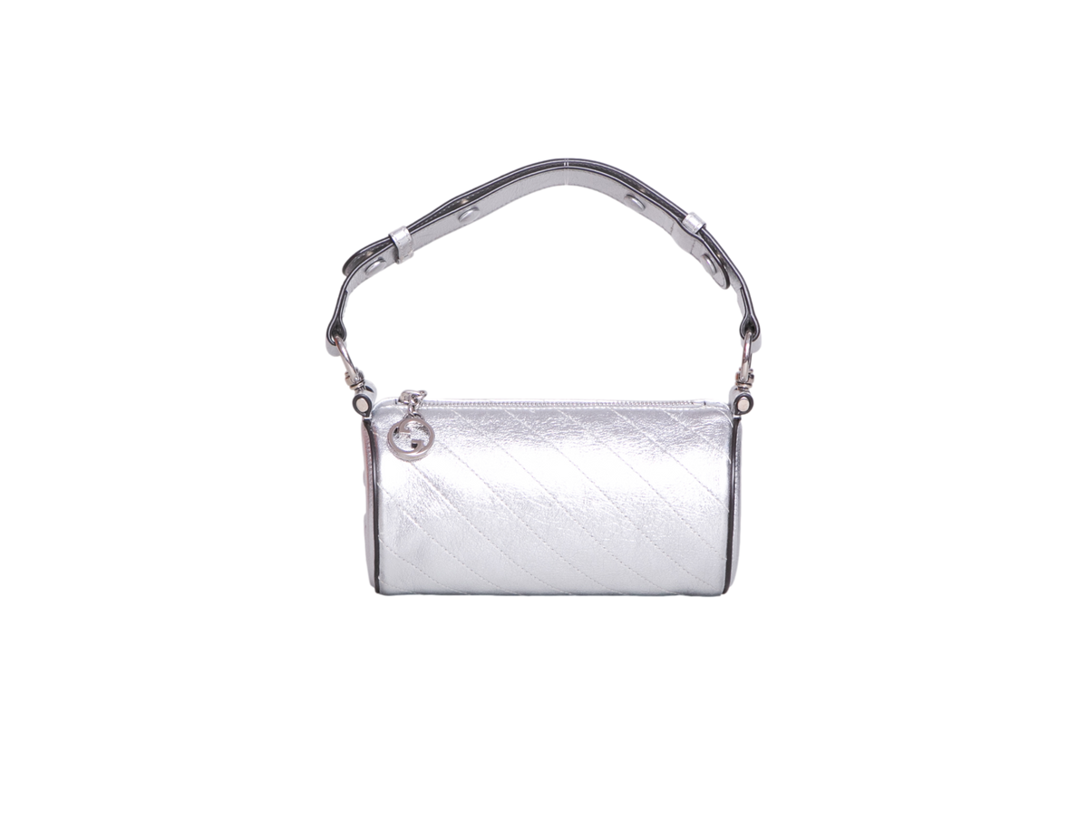 GUCCI BLONDIE MINI LEATHER METALLIC SILVER