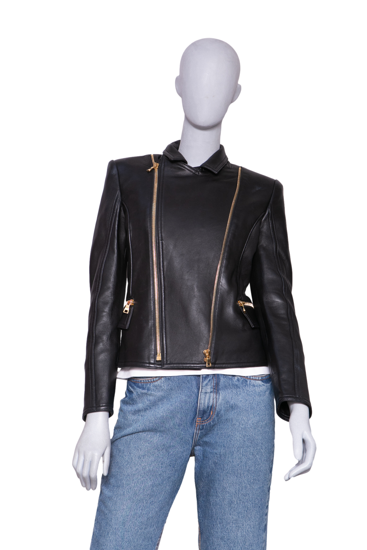 BALMAIN JACKET BIKER LEATHER BLACK