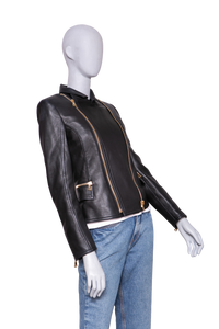 BALMAIN JACKET BIKER LEATHER BLACK