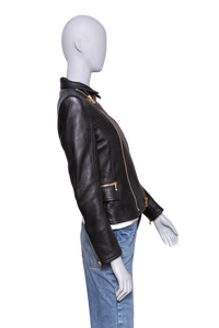 BALMAIN JACKET BIKER LEATHER BLACK