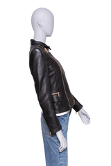 BALMAIN JACKET BIKER LEATHER BLACK
