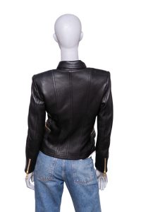 BALMAIN JACKET BIKER LEATHER BLACK