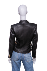 BALMAIN JACKET BIKER LEATHER BLACK