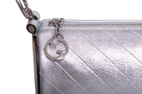 GUCCI BLONDIE MINI LEATHER METALLIC SILVER