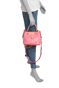VALENTINO ROMAN STUD SMALL TOP HANDLE PINK
