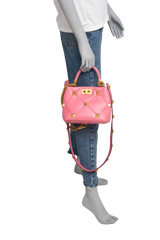 VALENTINO ROMAN STUD SMALL TOP HANDLE PINK