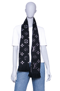 LV SCARF ECHARPE LOGOMANIA SHINE SILVER/BLACK