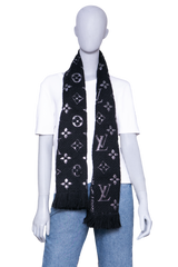 LV SCARF ECHARPE LOGOMANIA SHINE SILVER/BLACK