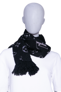 LV SCARF ECHARPE LOGOMANIA SHINE SILVER/BLACK