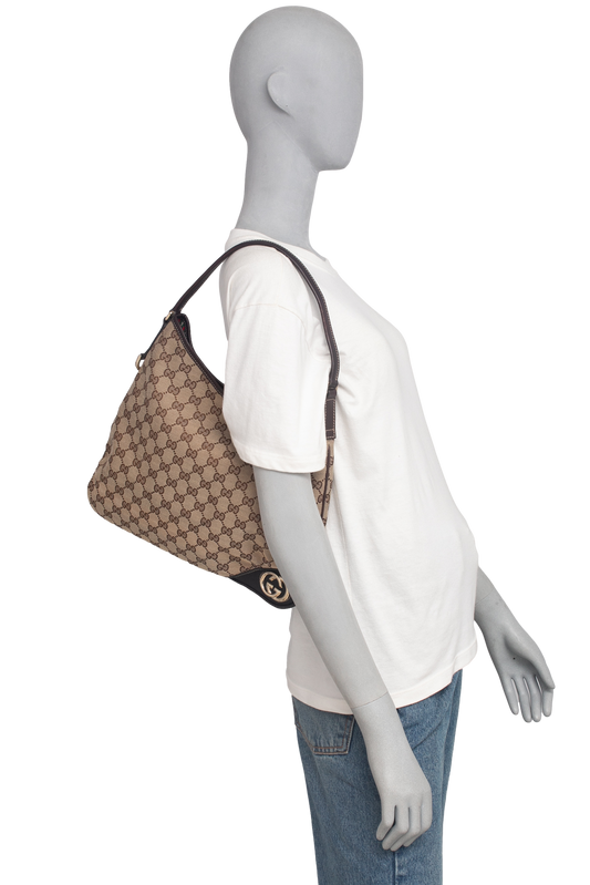 GUCCI NEW BRIT MEDIUM HOBO GG CANVAS