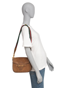GUCCI LADY WEB SUEDE MEDIUM NEW BROWN