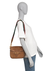 GUCCI LADY WEB SUEDE MEDIUM NEW BROWN