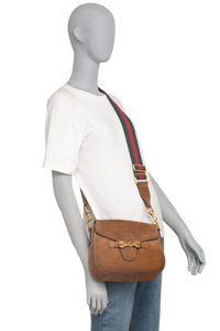 GUCCI LADY WEB SUEDE MEDIUM NEW BROWN