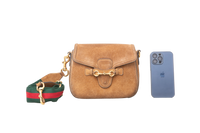 GUCCI LADY WEB SUEDE MEDIUM NEW BROWN