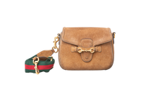 GUCCI LADY WEB SUEDE MEDIUM NEW BROWN
