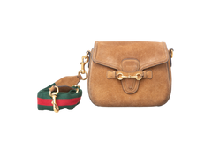 GUCCI LADY WEB SUEDE MEDIUM NEW BROWN