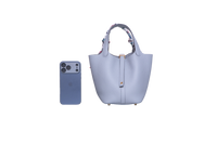 HERMÈS PICOTIN LOCK 18 TAURILLON CLEMENCE GRIS PATIN/GOLD HDWR C/TWILLY