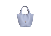 HERMÈS PICOTIN LOCK 18 TAURILLON CLEMENCE GRIS PATIN/GOLD HDWR C/TWILLY