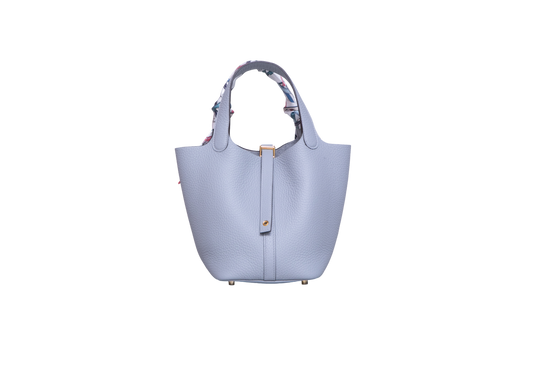 HERMÈS PICOTIN LOCK 18 TAURILLON CLEMENCE GRIS PATIN/GOLD HDWR C/TWILLY