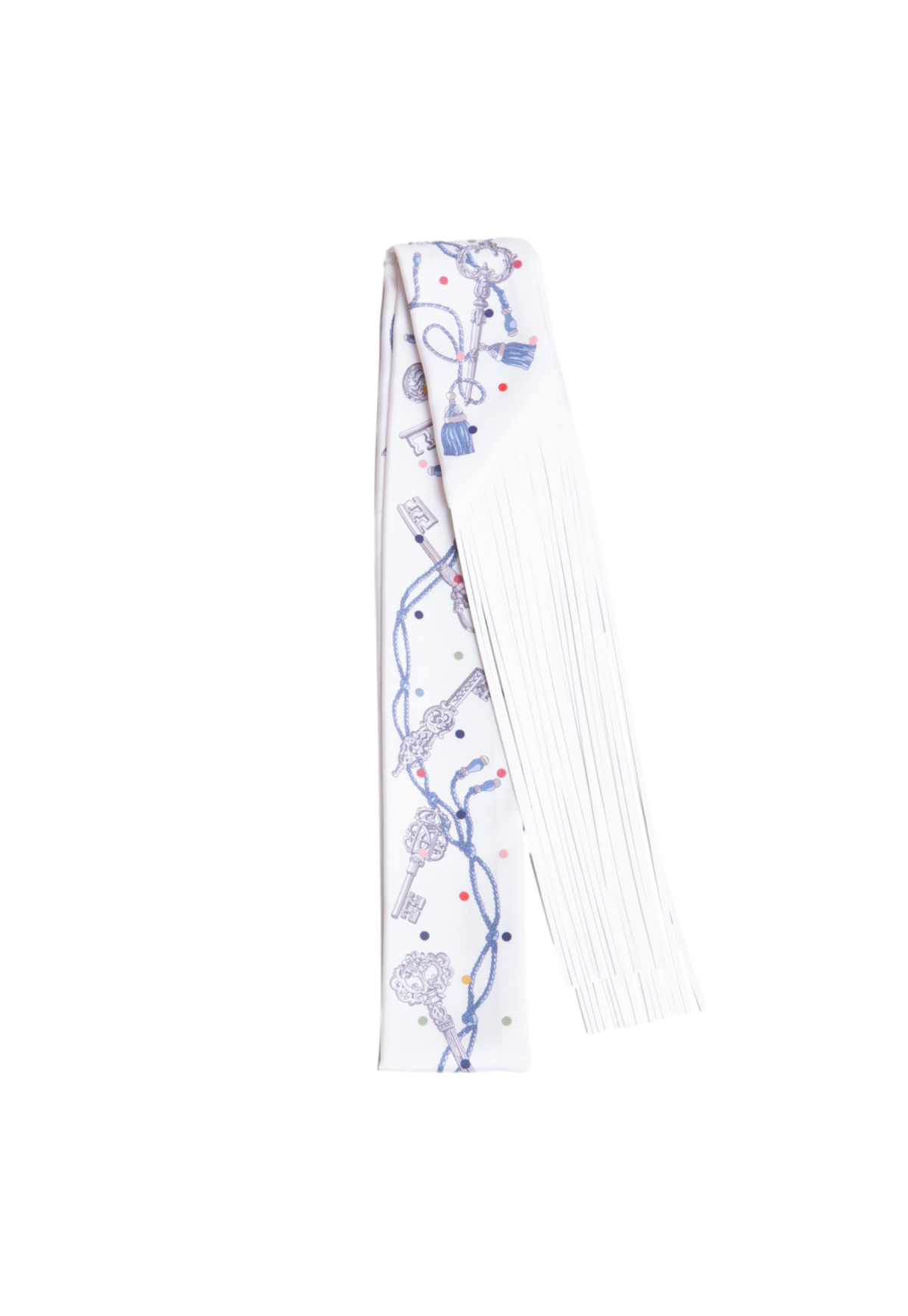 HERMÈS TWILLY SILK LES CLÉS À POIS VA/CREME/GRIS PERLE/MULTICOLOR