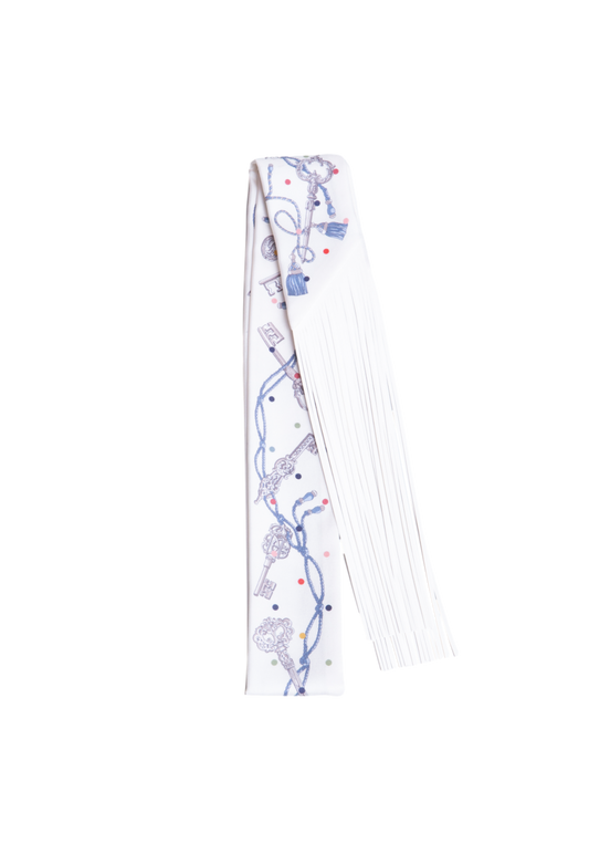 HERMÈS TWILLY SILK LES CLÉS À POIS VA/CREME/GRIS PERLE/MULTICOLOR