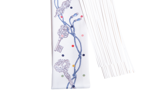 HERMÈS TWILLY SILK LES CLÉS À POIS VA/CREME/GRIS PERLE/MULTICOLOR