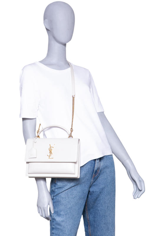 YSL SUNSET MEDIUM CALFSKIN OFF WHITE