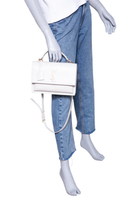 YSL SUNSET MEDIUM CALFSKIN OFF WHITE