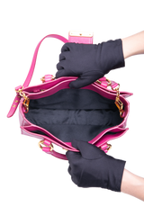 MIU MIU MADRAS LOCK LEATHER PEONIA