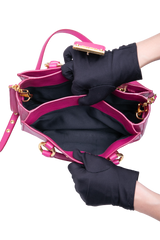 MIU MIU MADRAS LOCK LEATHER PEONIA